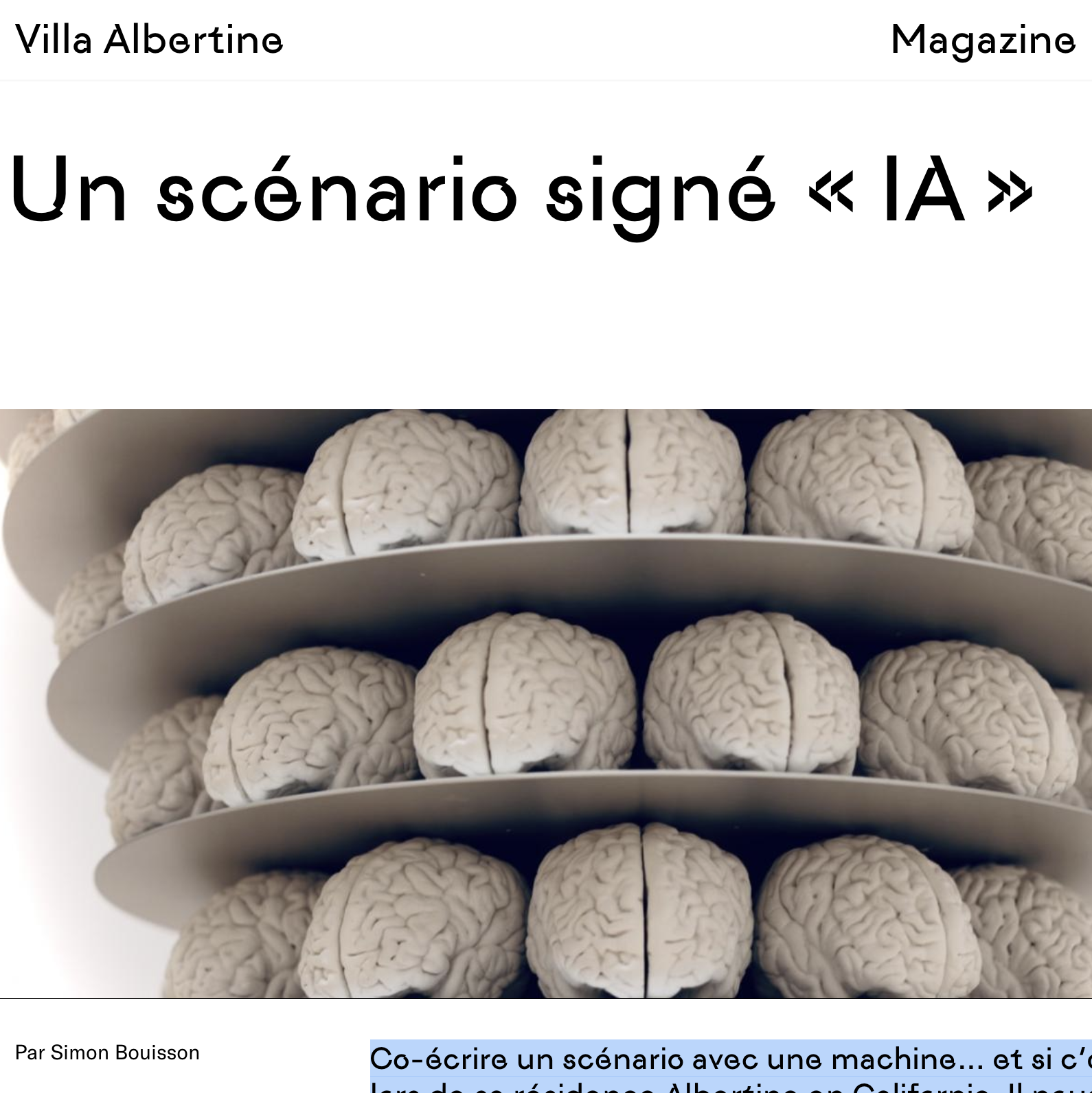 SCENARIO – Un scénario signé « IA » par Simon BOUISSON